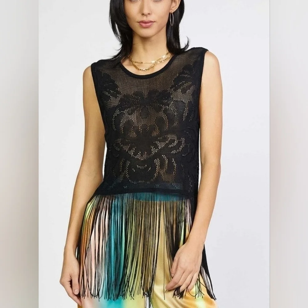 SLEEVELESS CREW‎ NECK CROCHET SWIM COVERUP